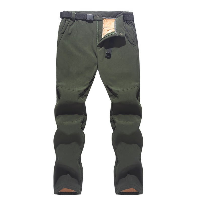 Lambskin Softshell Pants For Men And Women, Couple Style, Winter Long Plush Outdoor Waterproof Windproof Thickened Hiking Softshell Pants - Image 5